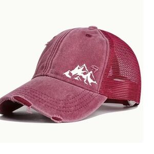 FinAL Sale! 🇺🇸Boho mulberry rose distressed trucker